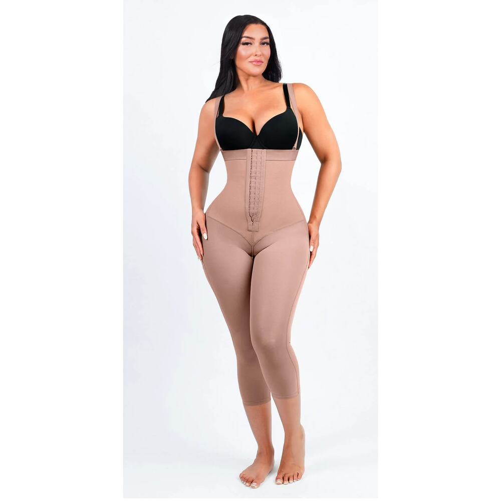 High-Waist Nude Shapewear Capri Tummy Control Bodysuit